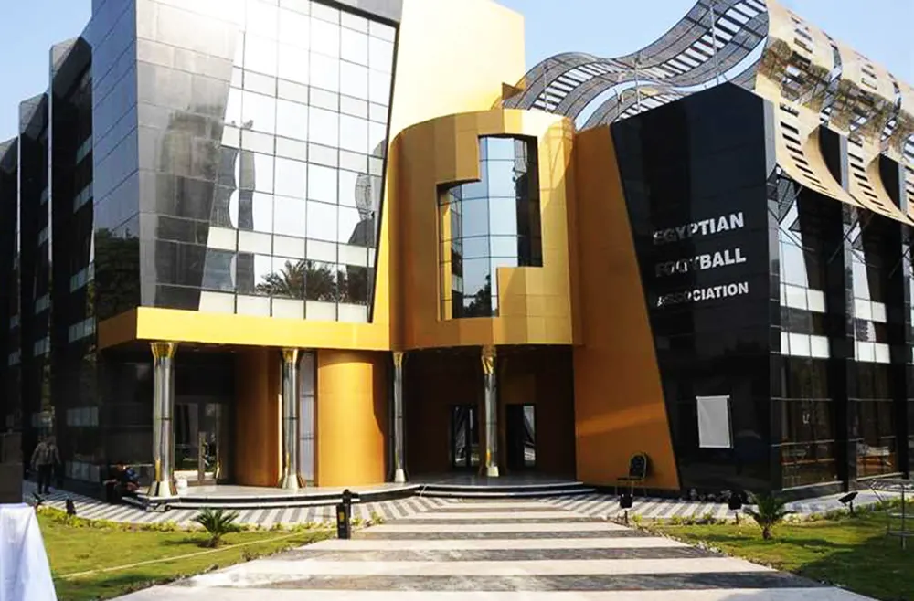 Exterior of the Egyptian Football Association headquarters in Cairo, venue of the CAF group stage draws