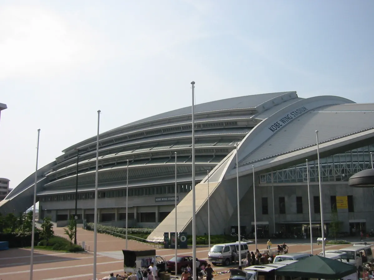 Exterior view of Kobe Wing Stadium (Noevir Stadium Kobe), home of Vissel Kobe